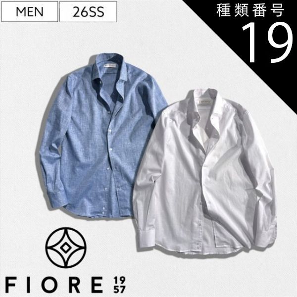 種類19：47/ライトブルー 【定価35,200円(税込)】Fiore1957 -フィオーレ1957 - 心地良い風が通り抜ける１枚！大人の品格漂わせる リネンシャツ ロイヤルオックスフォードシャツ 長袖 MY-Y-6 ホワイト ライトブルー イタリア製 メン