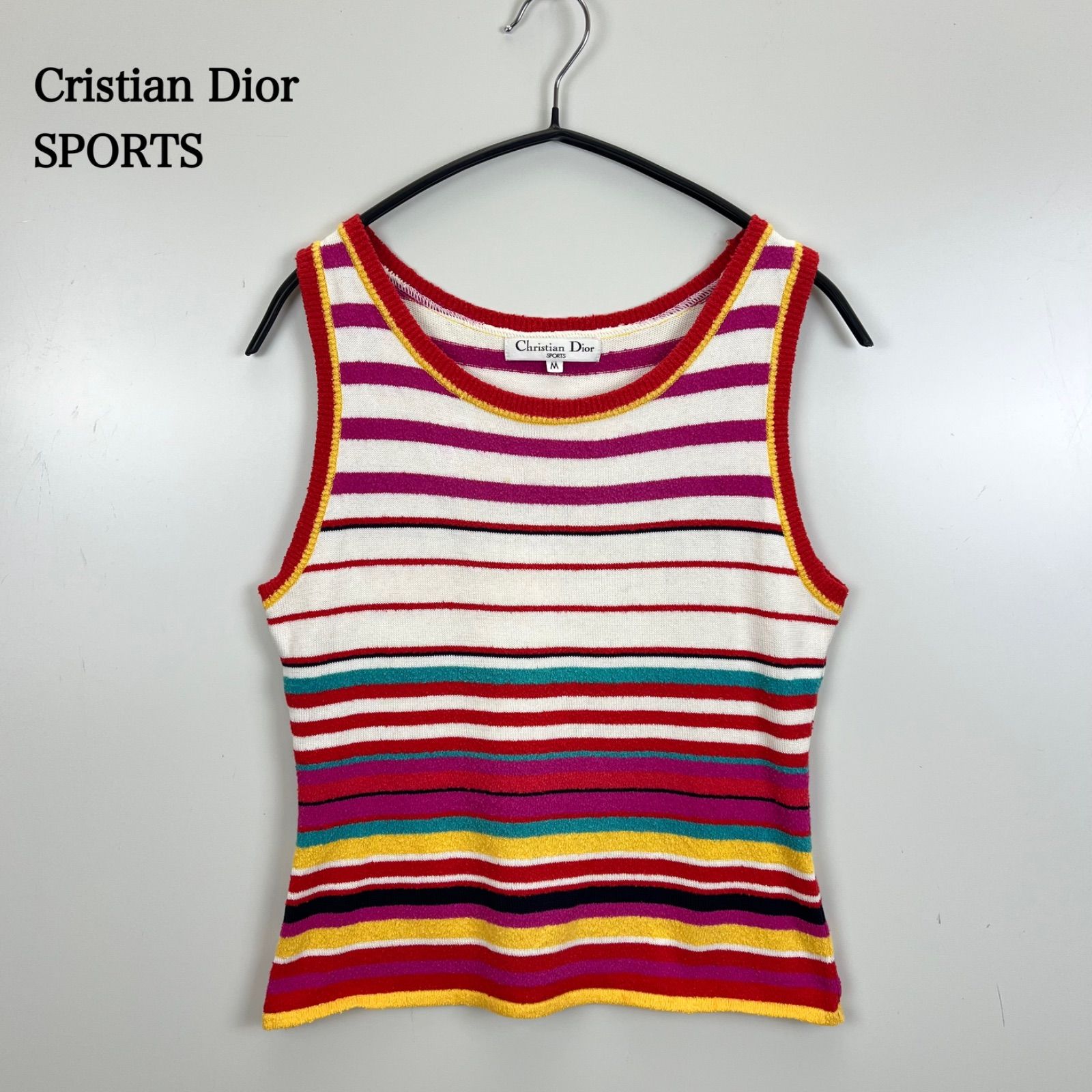 Cristian Dior SPORTS y2k Gals archive pile tank top M クリスチャンディオール スポーツ 平成 ギャル パイル タンクトップ ワンポイント ボーダー レア
