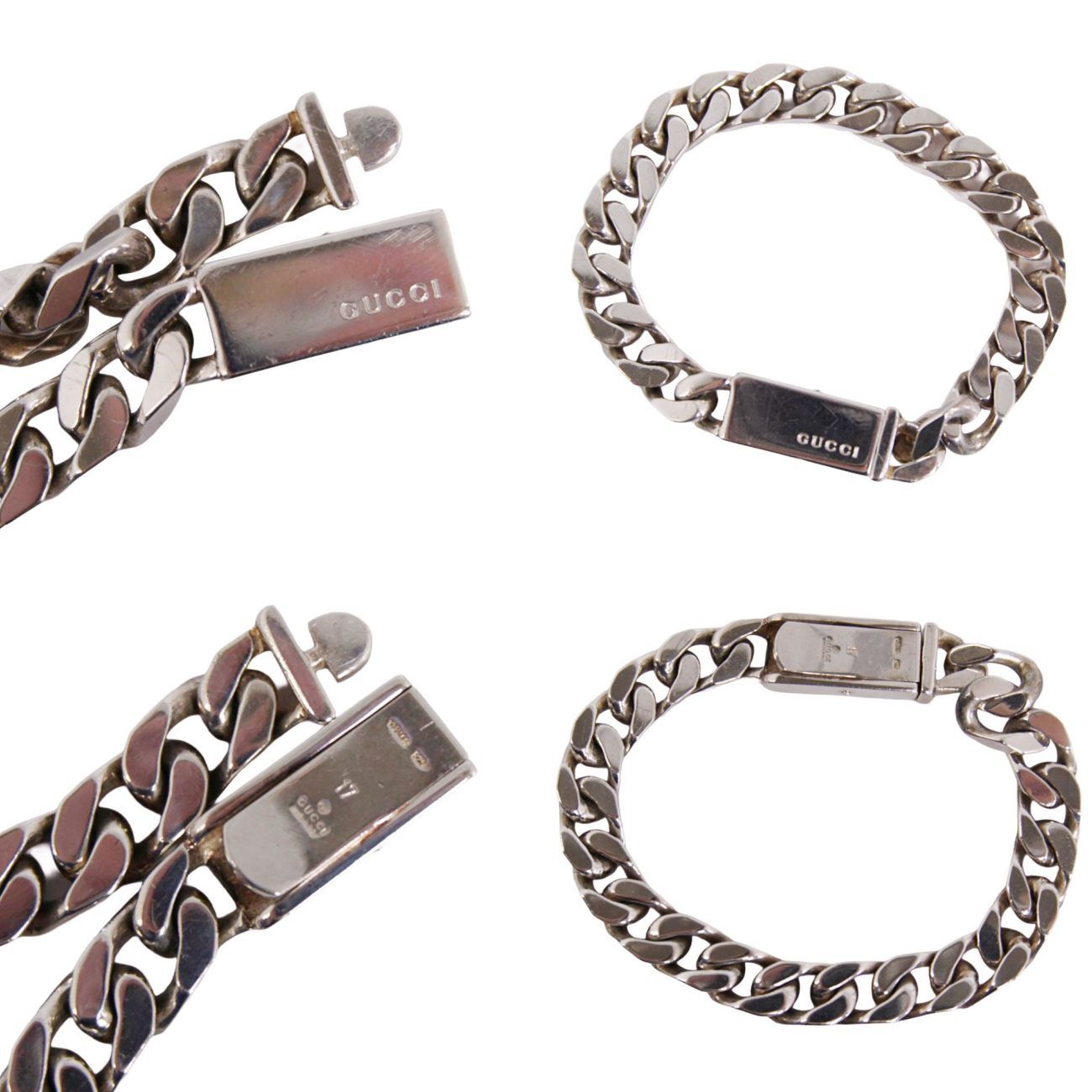 美品 グッチ GUCCI ブレスレット チェーン シルバー925 メンズ イタリ