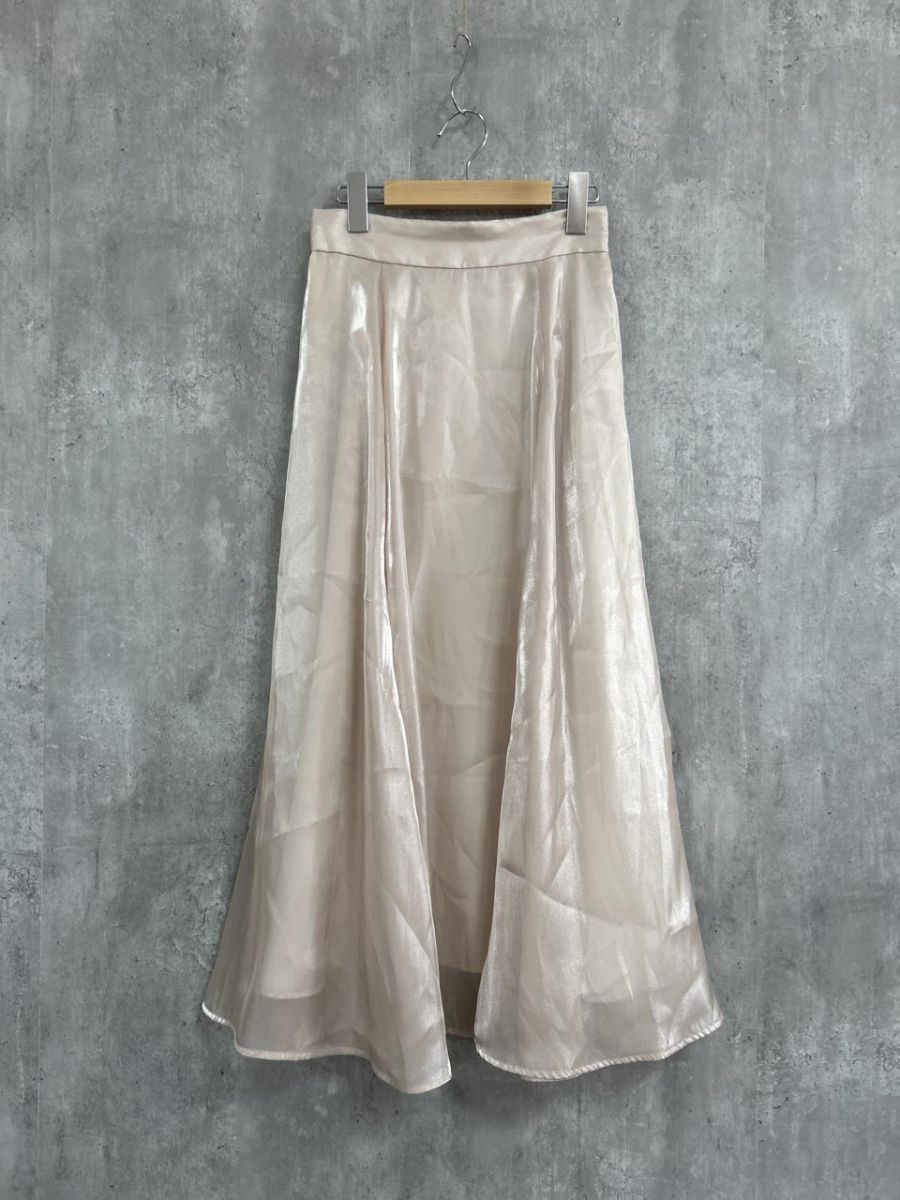美品 PROPORTION プロポーション ボディドレッシング チュール 光沢 フレア スカート sizeS/ベージュ ■◇ レディース