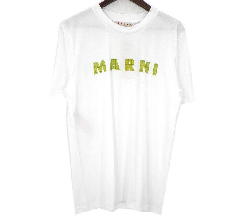 マルニ MARNI 【 CHECKS MARNI LOGO ONJERSEY HUMU0198HP 】 チェックス ロゴ オン ジャージー 半袖 Tシャツ 49828