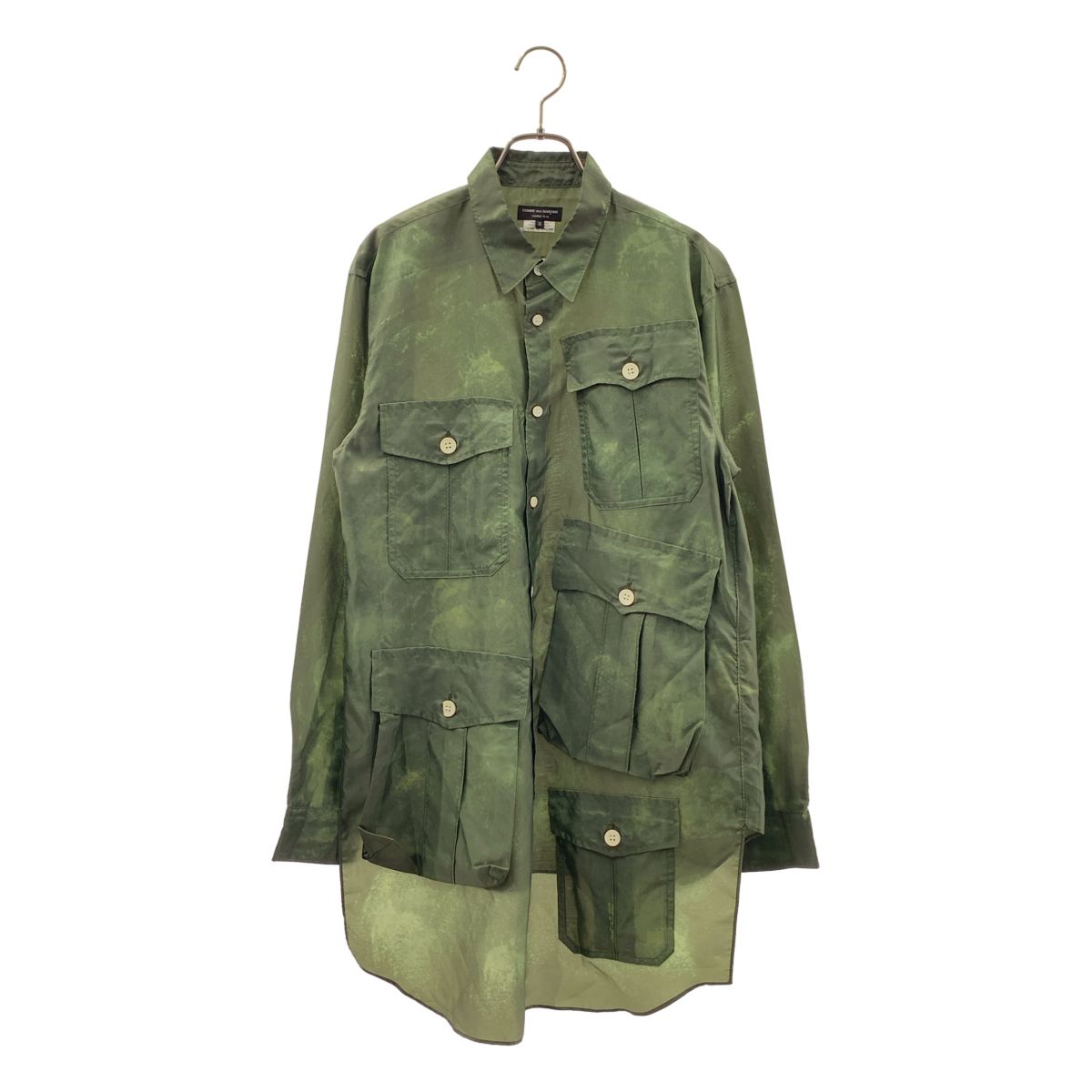 【美品】 COMME des GARCONS HOMME PLUS / コムデギャルソンオムプリュス | 2025AW | 製品加工 マルチポケット 捻じれ ロング シャツ | M | グリーン | メンズ