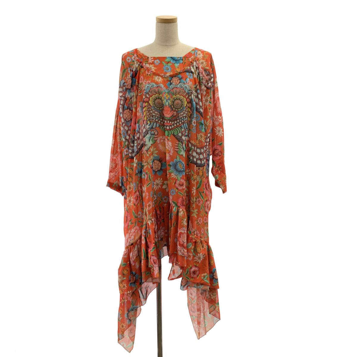 【美品】 JUNYA WATANABE COMME des GARCONS / ジュンヤワタナベ | 2022SS | 和柄 プリント プルオーバー ワンピース | XS | マルチカラー | レディース