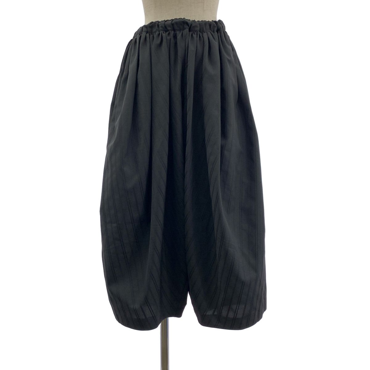 【美品】 COMME des GARCONS COMME des GARCONS / コムコム | 2024SS | ポリエステル ストライプ ドローストリング ボリューム ワイドパンツ | S | ブラック | レディース