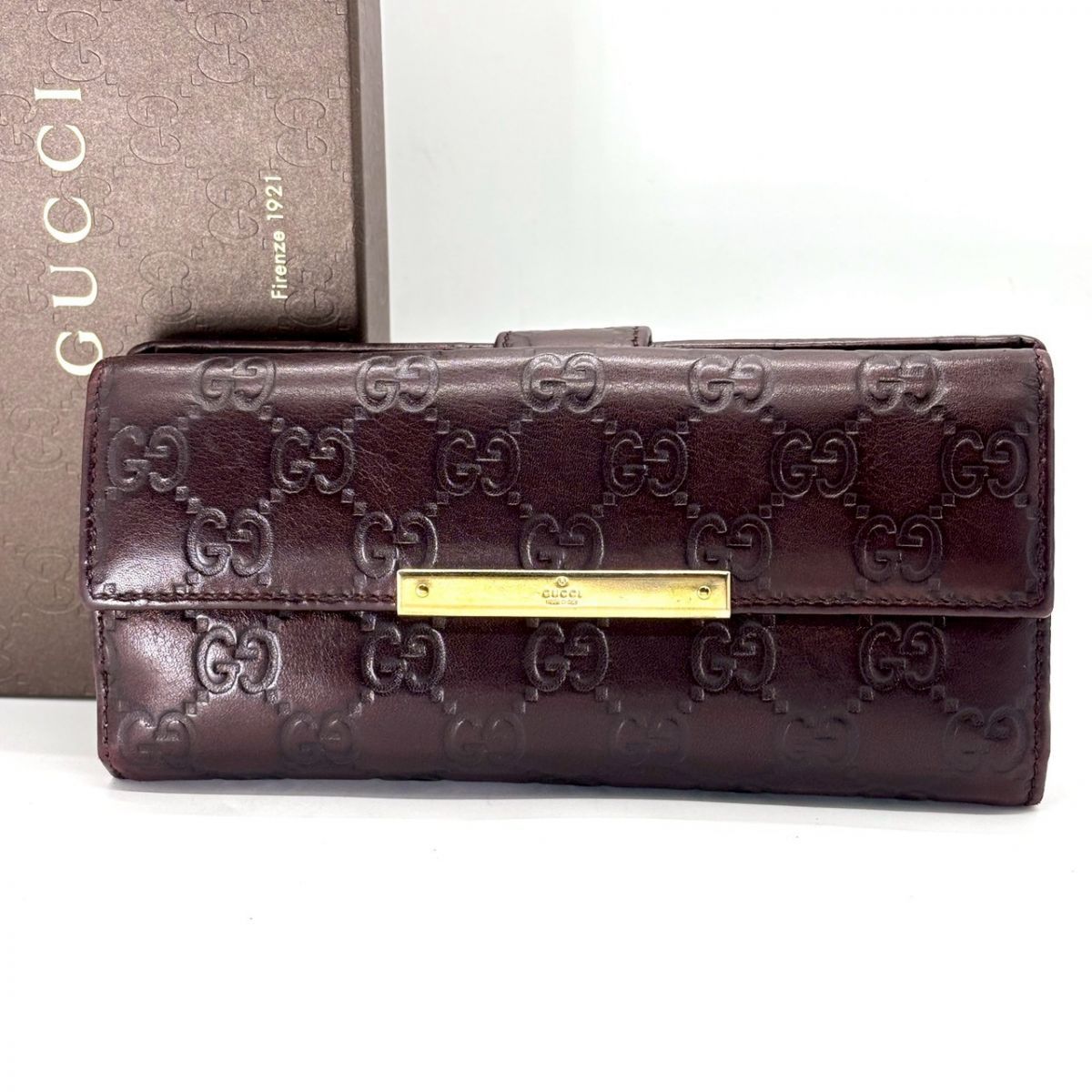 レディース 【艶で語る余裕】 GUCCI グッチシマ 長財布 ゴールド 