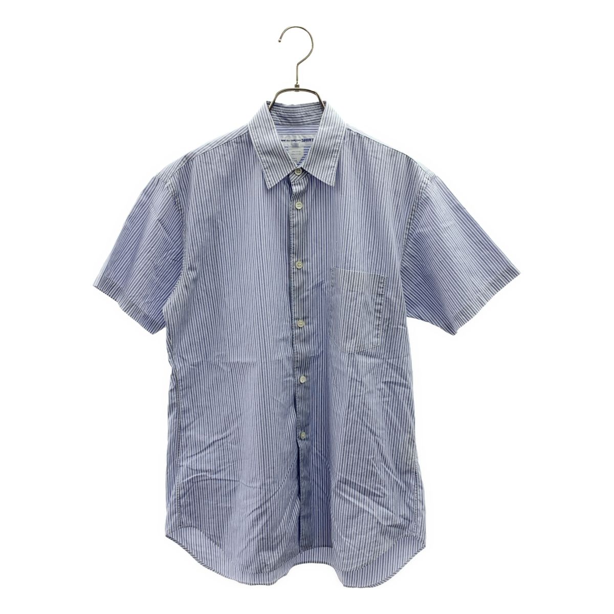 COMME des GARCONS SHIRT / コムデギャルソンシャツ | コットン ストライプ ハーフスリーブシャツ | XS | ブルー/ホワイト | メンズ