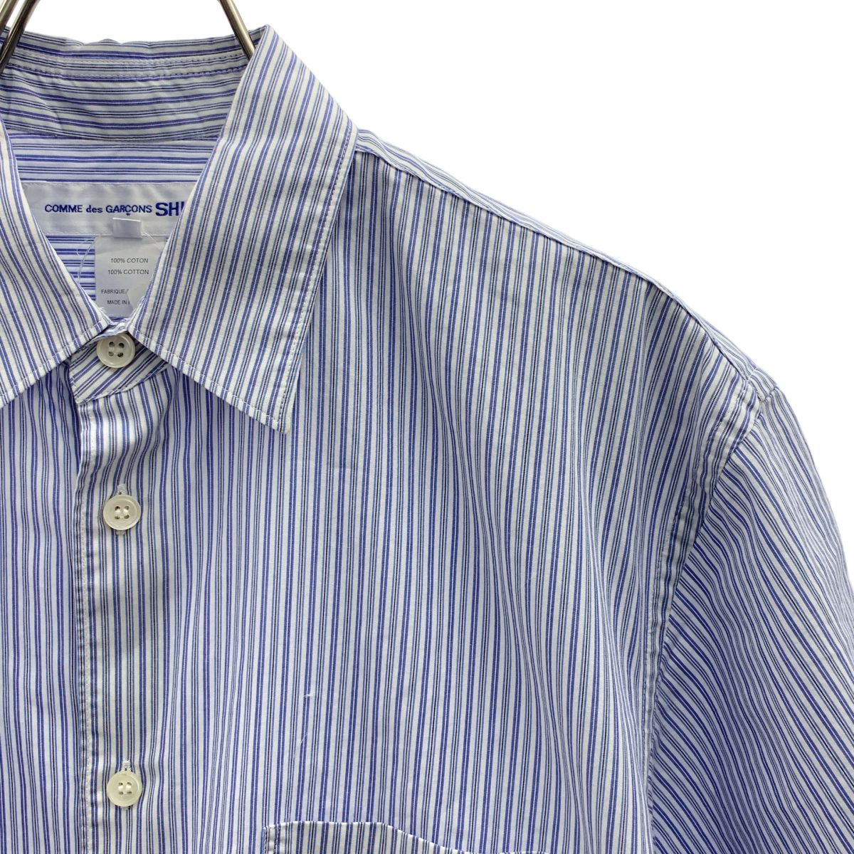 COMME des GARCONS SHIRT / コムデギャルソンシャツ | コットン ストライプ ハーフスリーブシャツ | XS | ブルー/ホワイト | メンズ