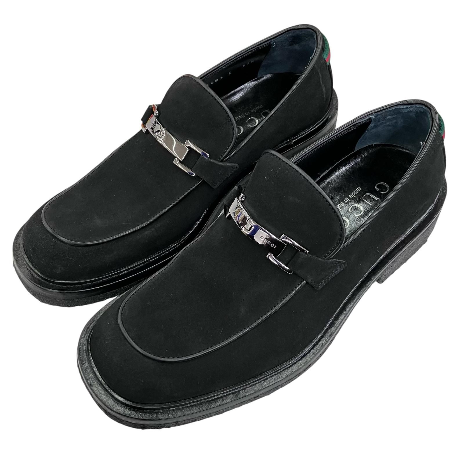 199990 現状品 GUCCI グッチ メンズローファー　スウェード ブラック