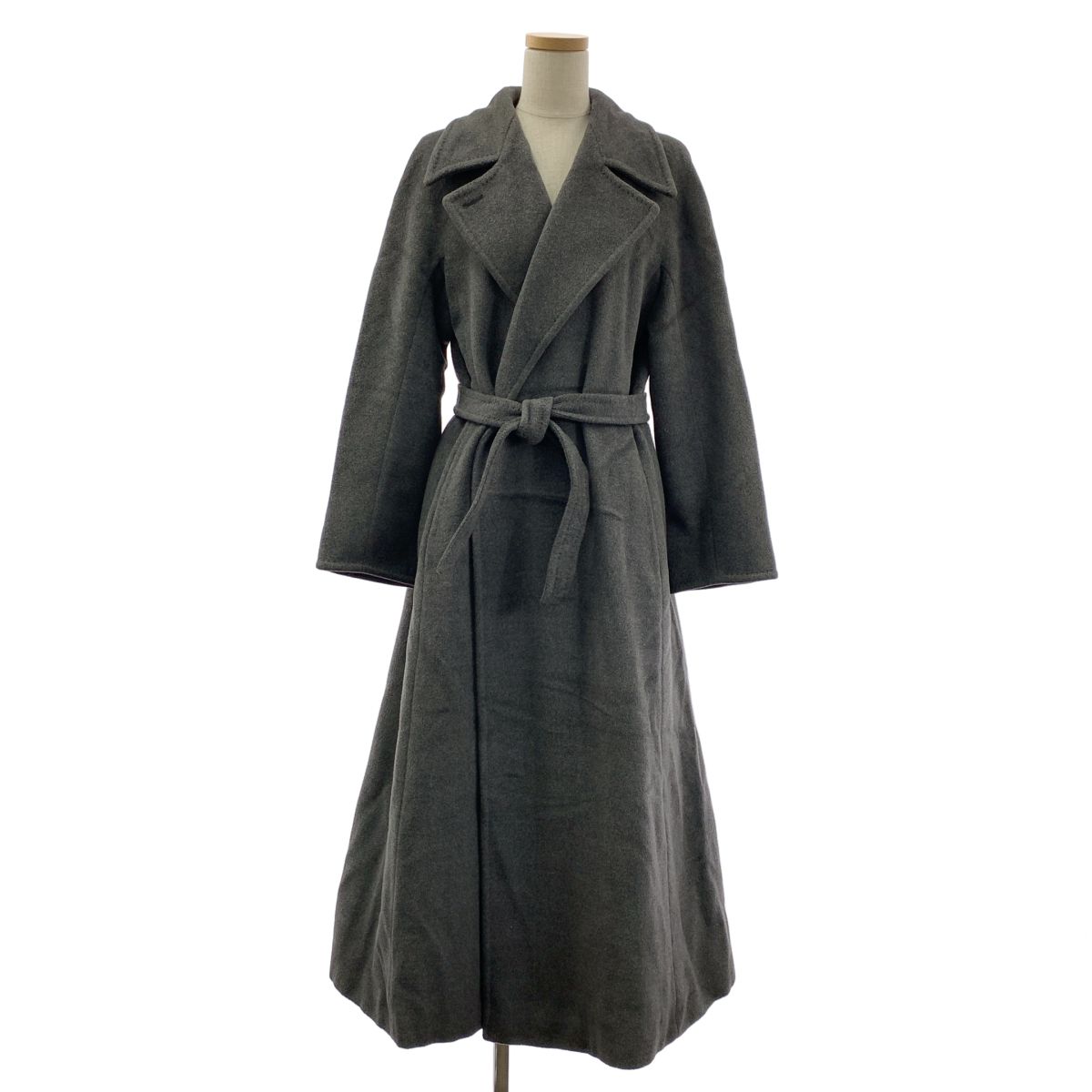 Max Mara / マックスマーラ | ウール カシミヤ ボタンレス チェスター ロングコート | 38 | グレー | レディース