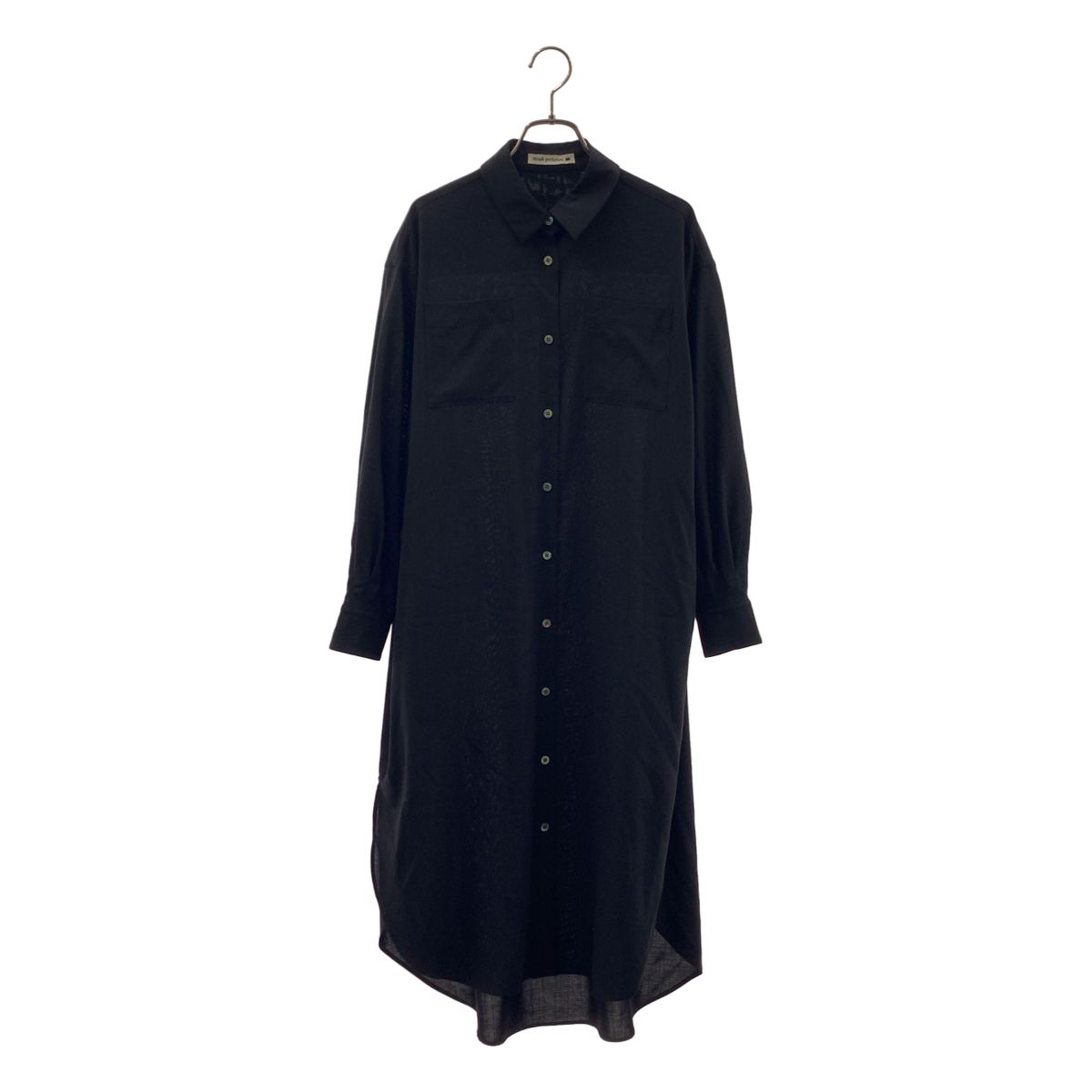 【美品】 mina perhonen / ミナペルホネン | 2023AW | velvety / サイドポケット シャツ ワンピース | 36 | ブラック | レディース