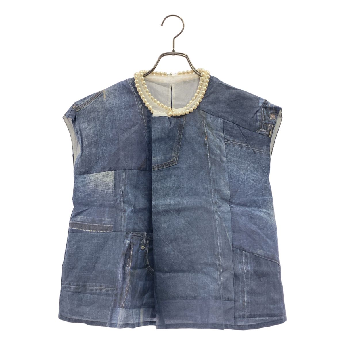 JUNYA WATANABE COMME des GARCONS / ジュンヤワタナベ | 2015SS | denim / 転写プリント パールカラー シャツ | S | ブルー系 | レディース