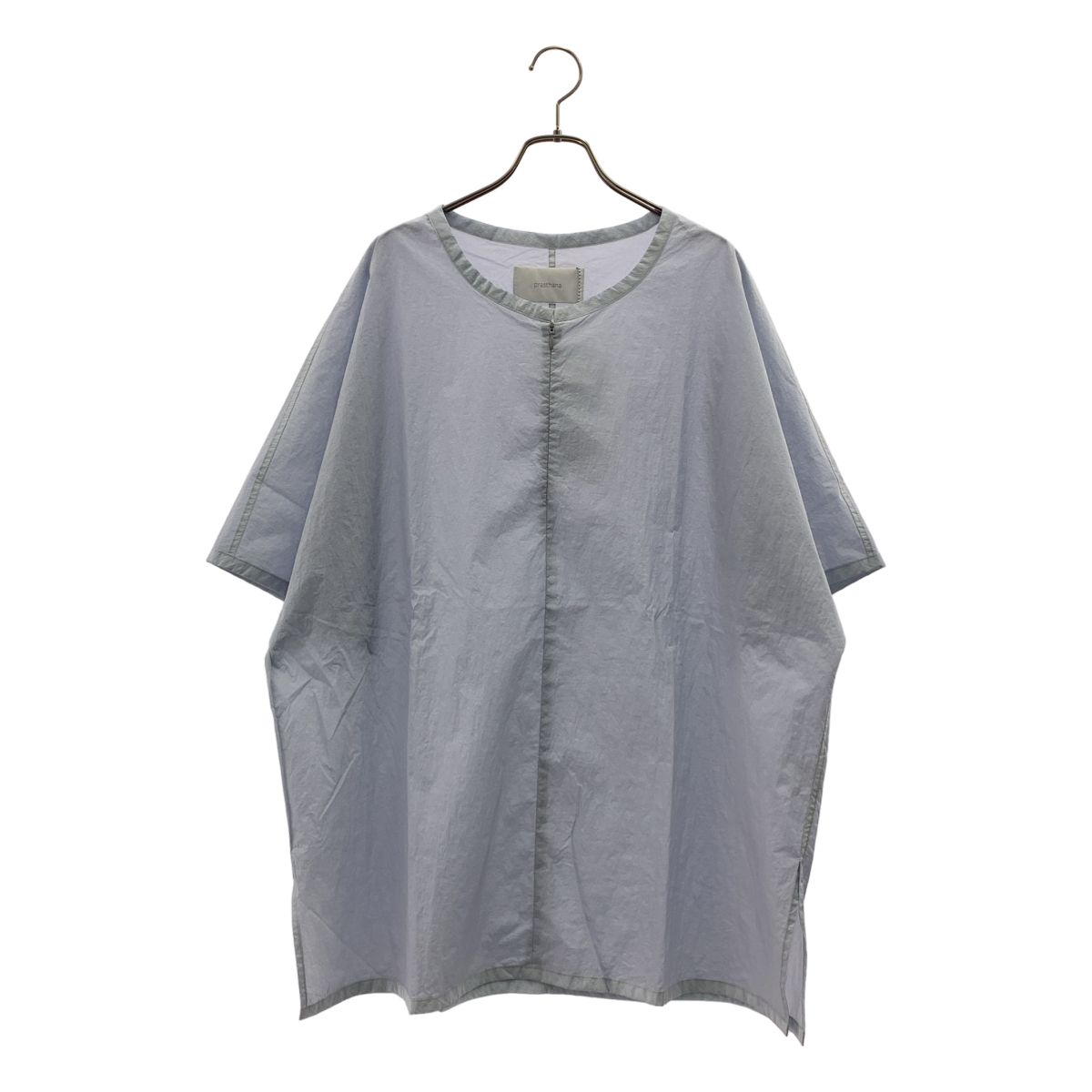 【新品】 prasthana / プラスターナ | slick shirt OD オーバーダイ スリック 半袖シャツ | 2（L） | ライトグレー | メンズ
