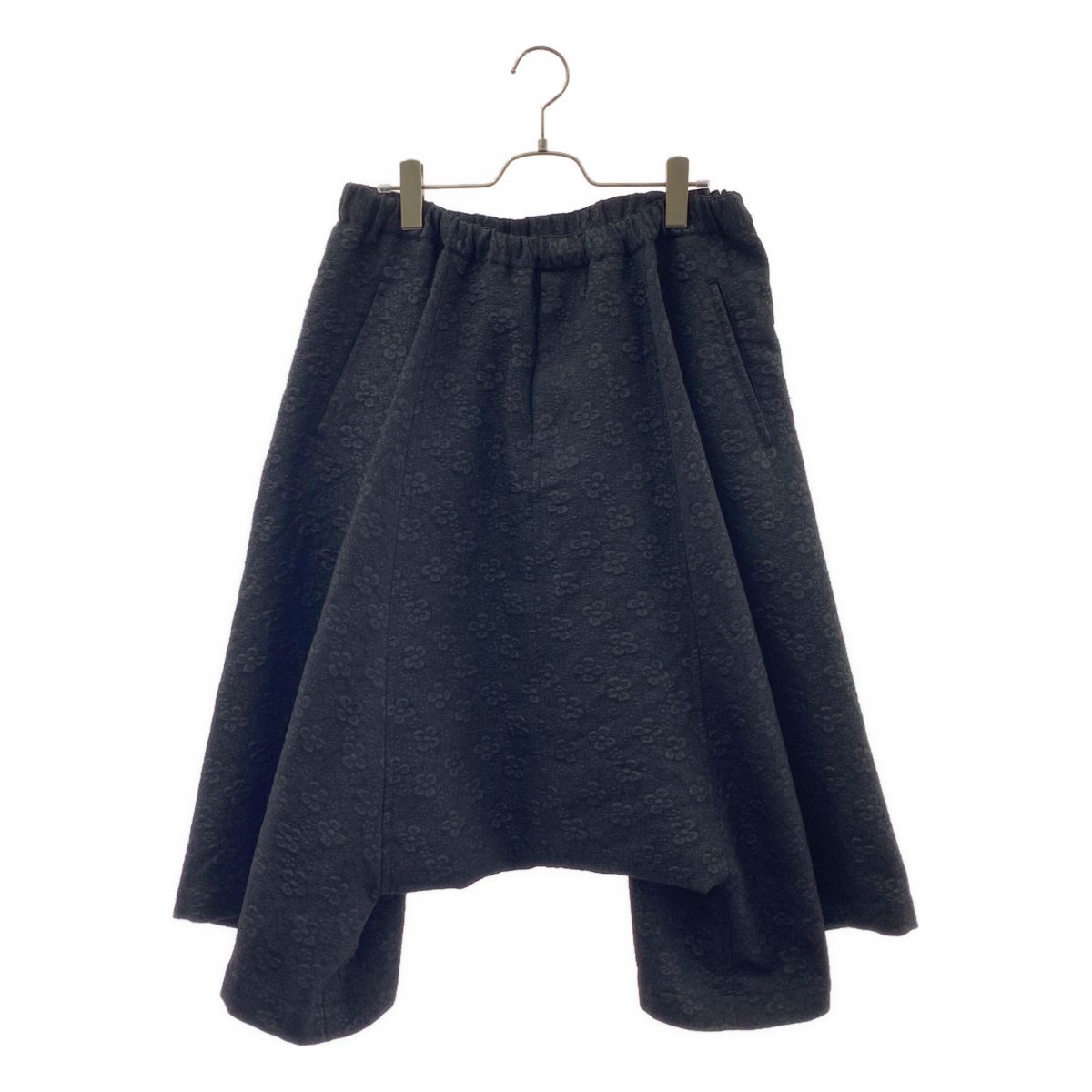 【美品】 BLACK COMME des GARCONS / ブラックコムデギャルソン | 2017SS | 総柄 ジャガード ドローストリング サルエル ワイド ショートパンツ ショーツ | M | ブラック | メンズ