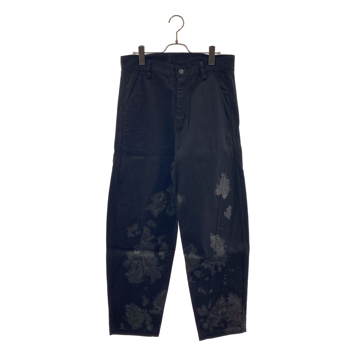 【新品】 prasthana / プラスターナ | painted workers slant jeans ペイント ワーカー スラント パンツ | 0（S） | ブラック / ホワイト | メンズ