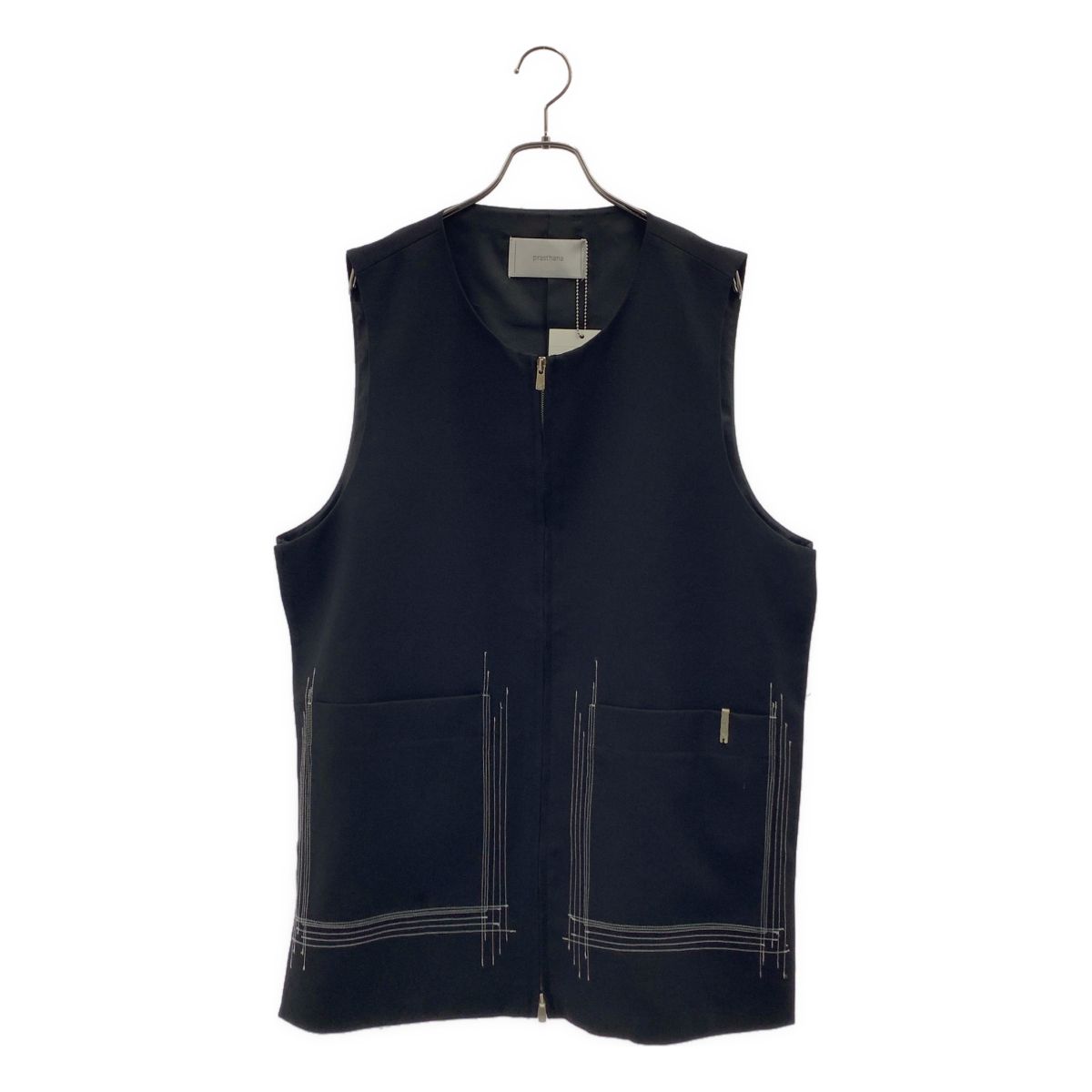 【新品】 prasthana / プラスターナ | LC1 trace zip up vest クルーネック ジップアップベスト | 1（M） | ブラック | メンズ