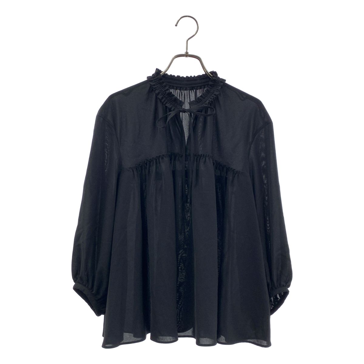 【美品】 Tomorrowland BALLSEY / トゥモローランドボールジー | 2025SS | シアートロピカル ボリュームギャザーブラウス | 36 | ブラック | レディース