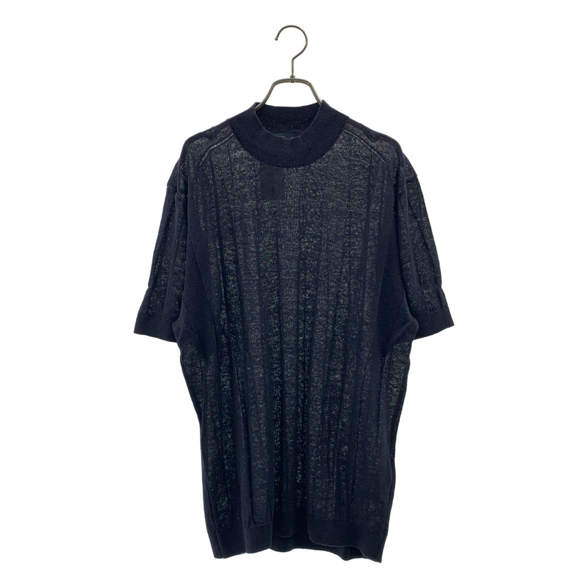【美品】 BROOKS BROTHERS / ブルックスブラザーズ | リネン ショートスリーブ ストライプ ニット | L | ネイビー | メンズ