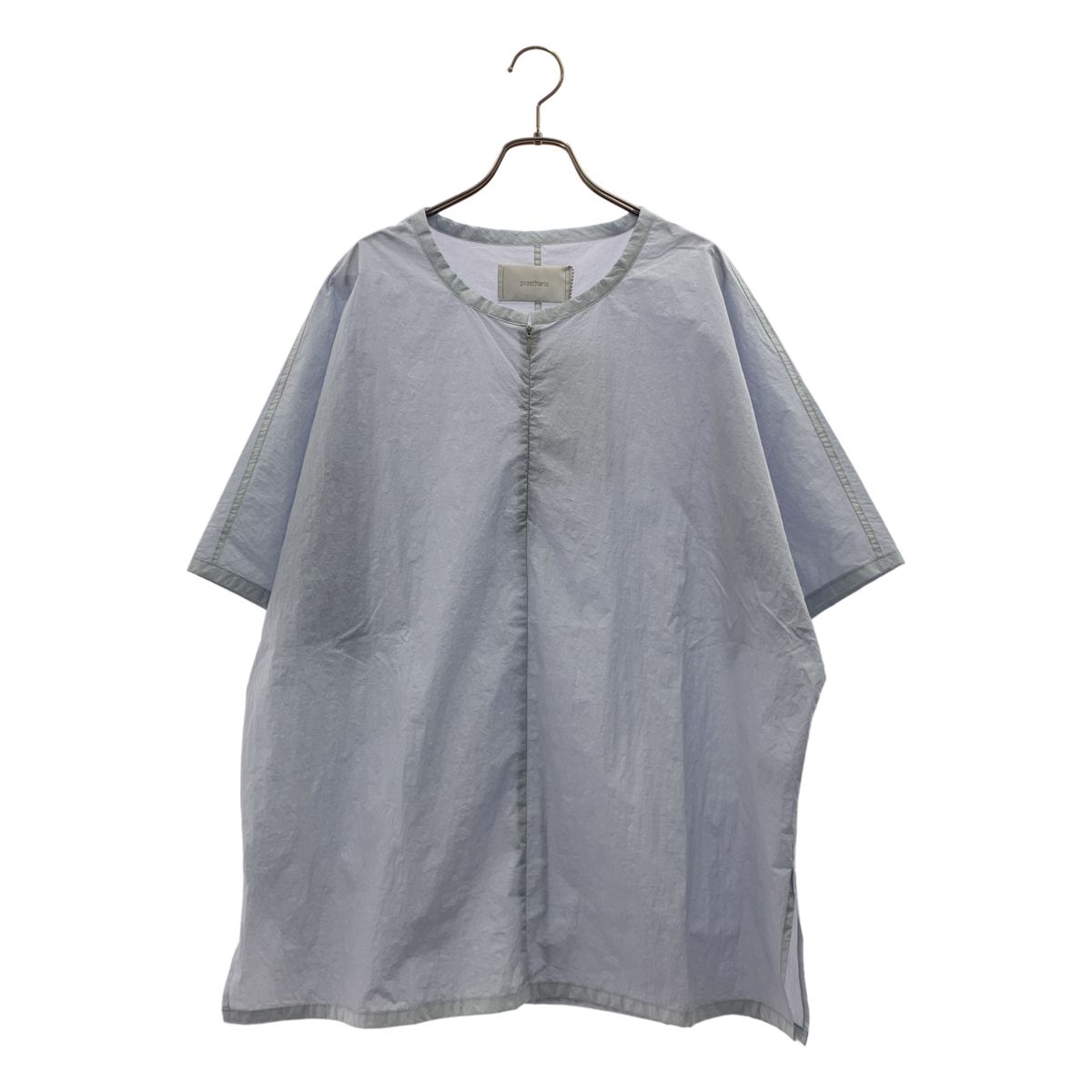 【新品】 prasthana / プラスターナ | slick shirt OD オーバーダイ スリック 半袖シャツ | 1（M） | ライトグレー | メンズ