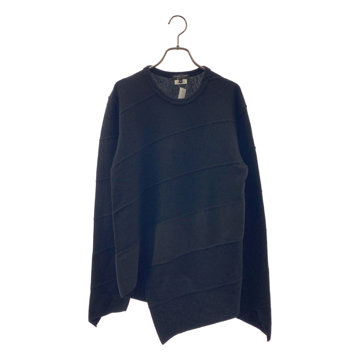 COMME des GARCONS HOMME / コムデギャルソンオム | 2015AW | ウール 変形 捻れ バイアス アシンメトリー ニット セーター | S | ブラック | メンズ