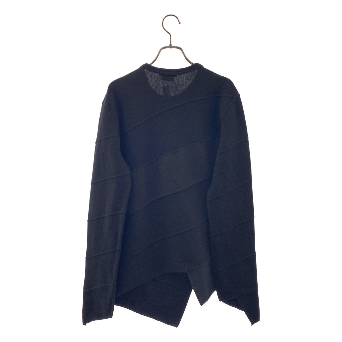 COMME des GARCONS HOMME / コムデギャルソンオム | 2015AW | ウール 変形 捻れ バイアス アシンメトリー ニット セーター | S | ブラック | メンズ