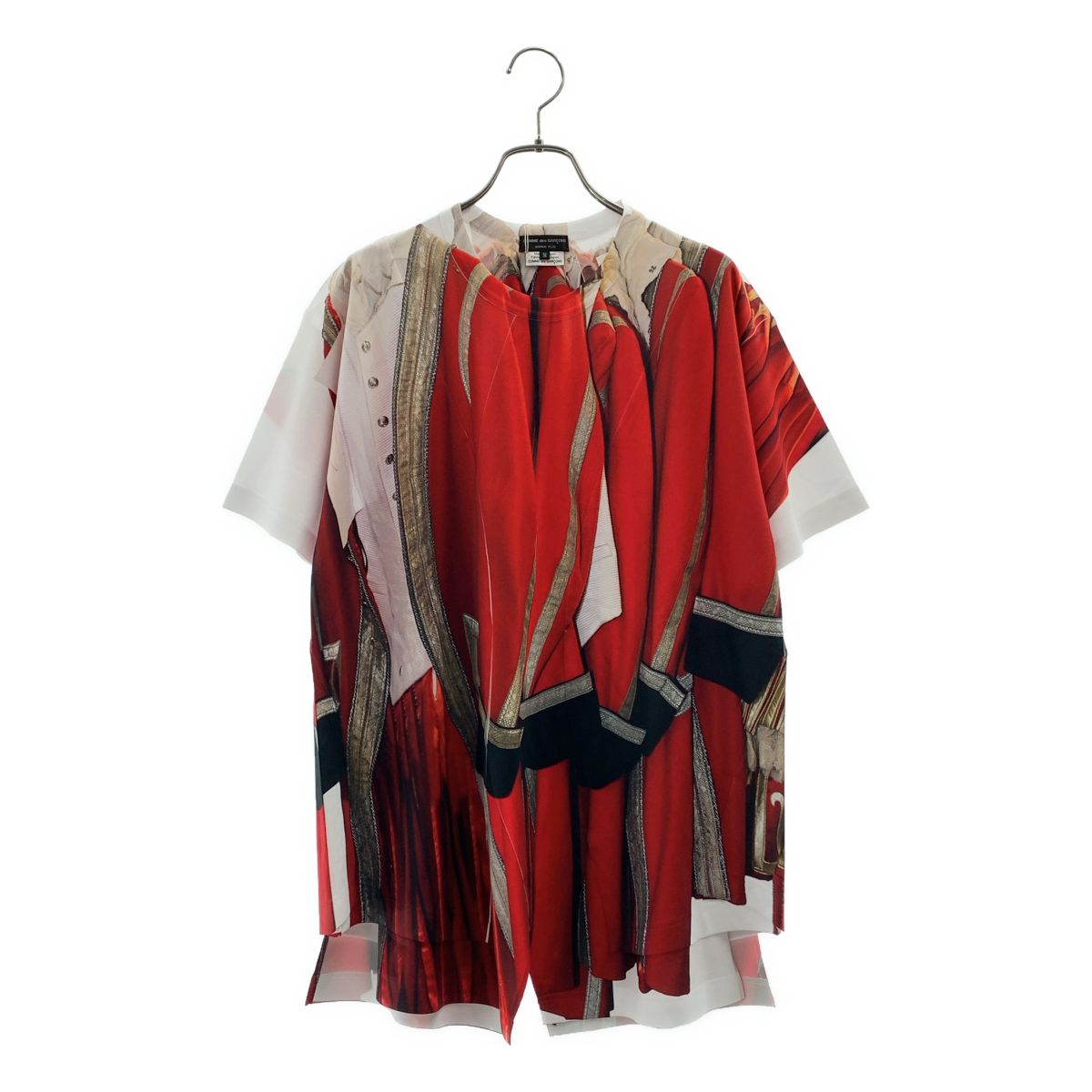 【美品】 COMME des GARCONS HOMME PLUS / コムデギャルソンオムプリュス | 2024SS | トロンプルイユ 転写クルーネック Tシャツ | M | レッド/ホワイト | メンズ