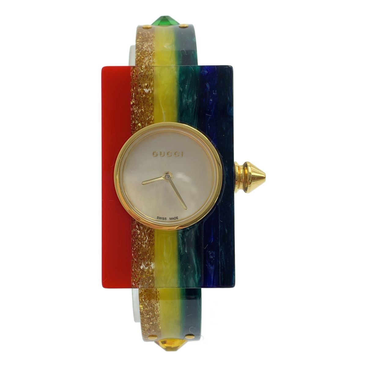 【美品】 GUCCI / グッチ | Vintage Web / ヴィンテージウェブ bee / ビー ロゴ ビジュー 装飾 腕時計 | マルチカラー | レディース