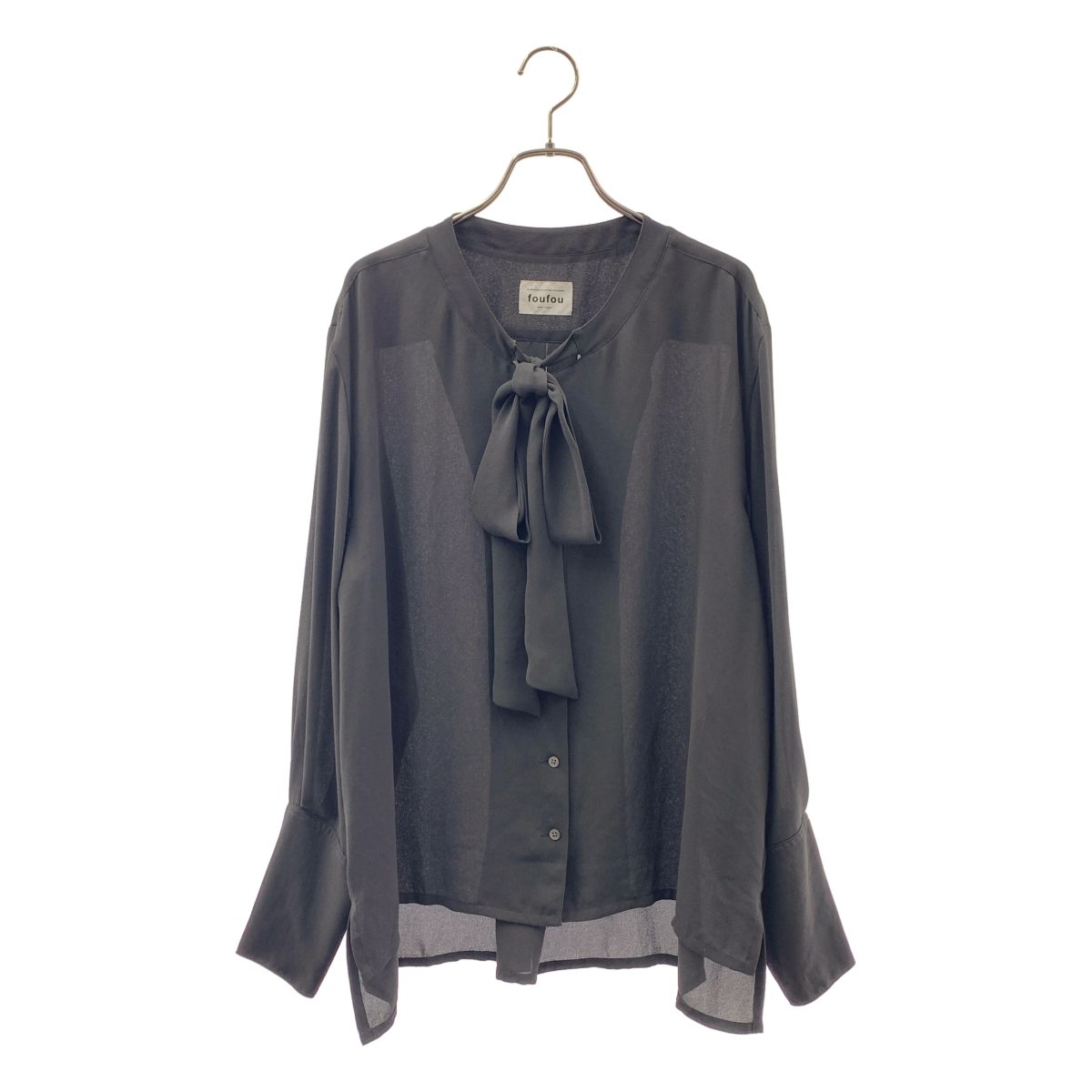 foufou / フーフー | ribbon tie dress shirts / リボン タイ ドレス シャツ ブラウス | チャコールグレー | レディース