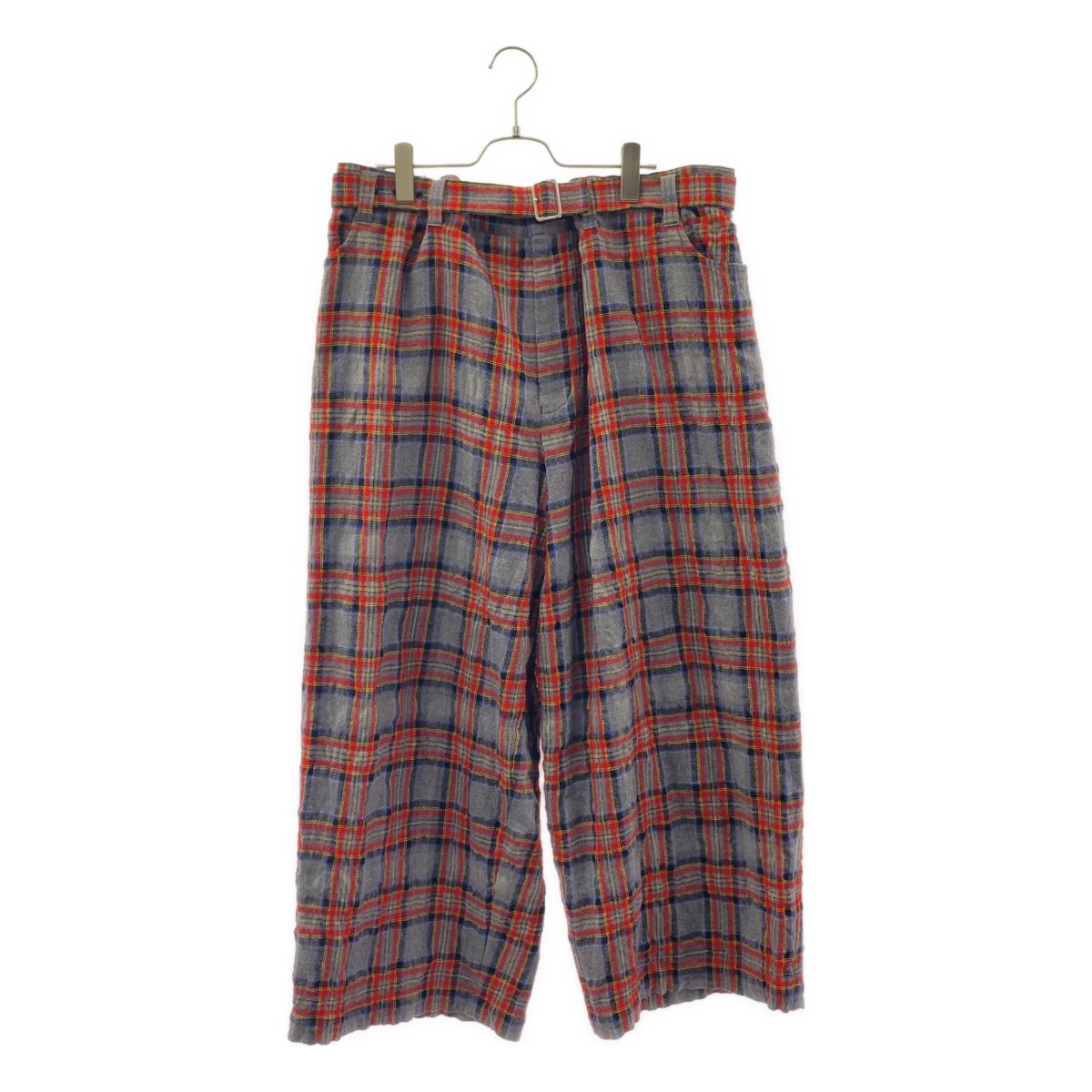 tao COMME des GARCONS / タオコムデギャルソン | 2023AW | ウール ベルテッド ワイドパンツ | S | グレー/ボルドー系 | レディース