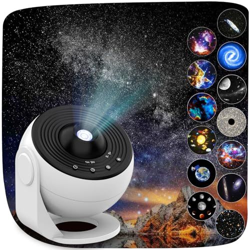 【静音】YunLone プラネタリウム 家庭用 部屋用 ホーム スタープロジェクターライト ギャラクシーライト 星空・星雲・月・天体 天井 13枚のフィルムディスク付き HD ズーム 3D効果投影 6500Kの色温 タイマー＆回転コントロール 3ebf7eaf