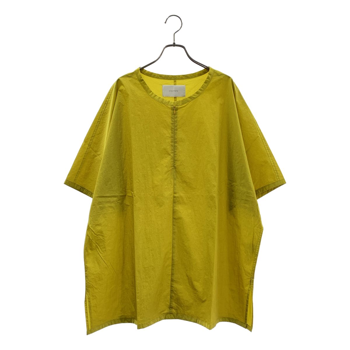 【新品】 prasthana / プラスターナ | slick shirt OD オーバーダイ スリック 半袖シャツ | 2（L） | イエロー | メンズ