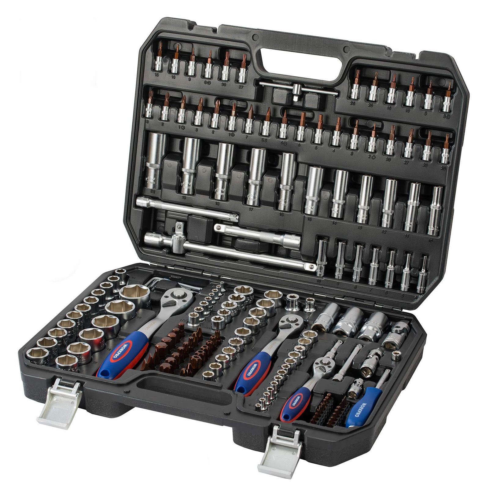 WORKPRO ソケットレンチセット ガレージツールセット 差込角6.35&9.5&12.7mm(1/4