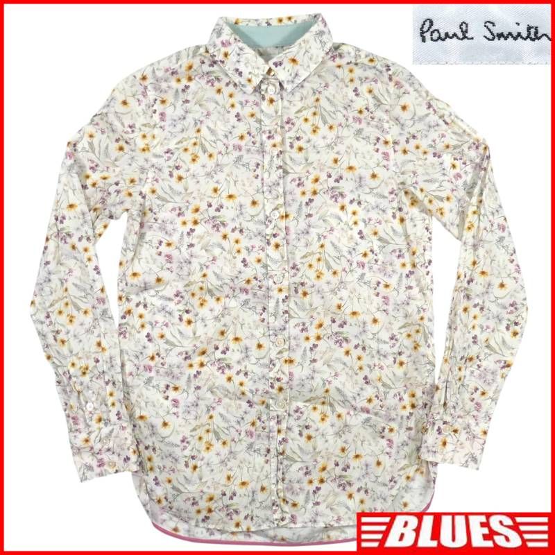 Paul Smith ポールスミス シャツ S 長袖シャツ 38 花柄 フラワー柄 イタリア製 コットン シルク 春秋 古着 メンズ 長袖 ボタンシャツサイズS一覧←SEULB屋着古← NS732