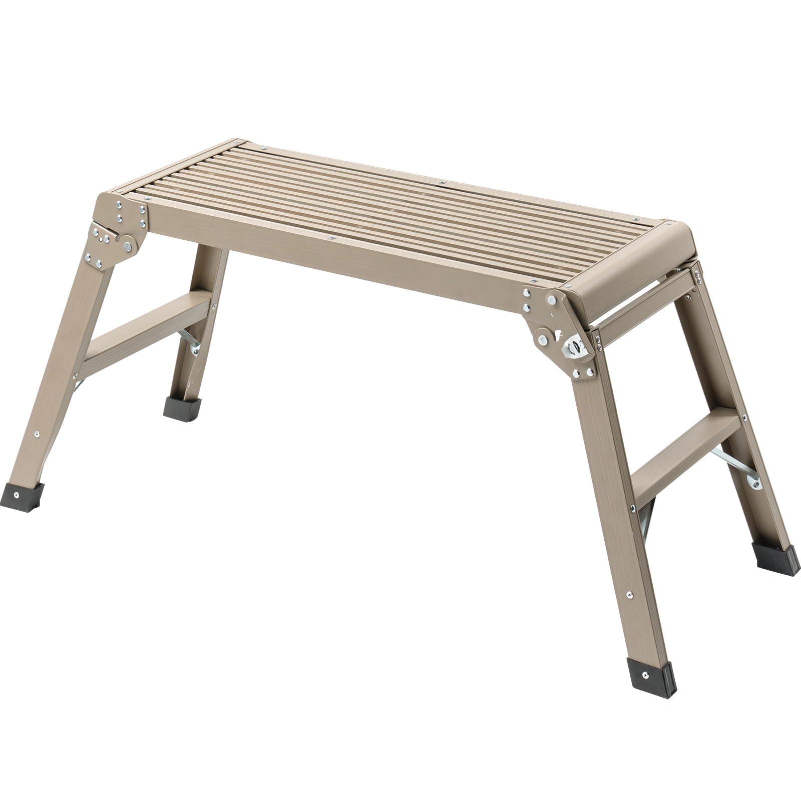 イーサプライ アルミ足場台 洗車台 2段 高さ50cm 耐荷重150kg 天板76cm×30cm 軽量3.6kg 折りたたみ DIY/掃除/洗車/屋外作業に最適 ベージュ EEX-KYA20SBGmi