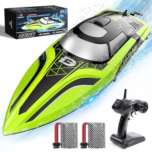 DEERC ラジコンボート 船 高速 25km/h こども向け RC リモコン 防水性 バッテリー２個 操作時間30分 RCスピードボート 転覆回復 低電圧アラーム おもちゃ 2.4Ghz無線操作 贈り物 誕生日 入園 こどもの日 プレゼント 子供 男の子mi