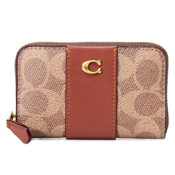 コーチ カードケース COACH コーティングキャンバス レザー シグネチャー エッセンシャル スモール ジップ アラウンド スクエア スリム コインケース タンキャラメル CR552