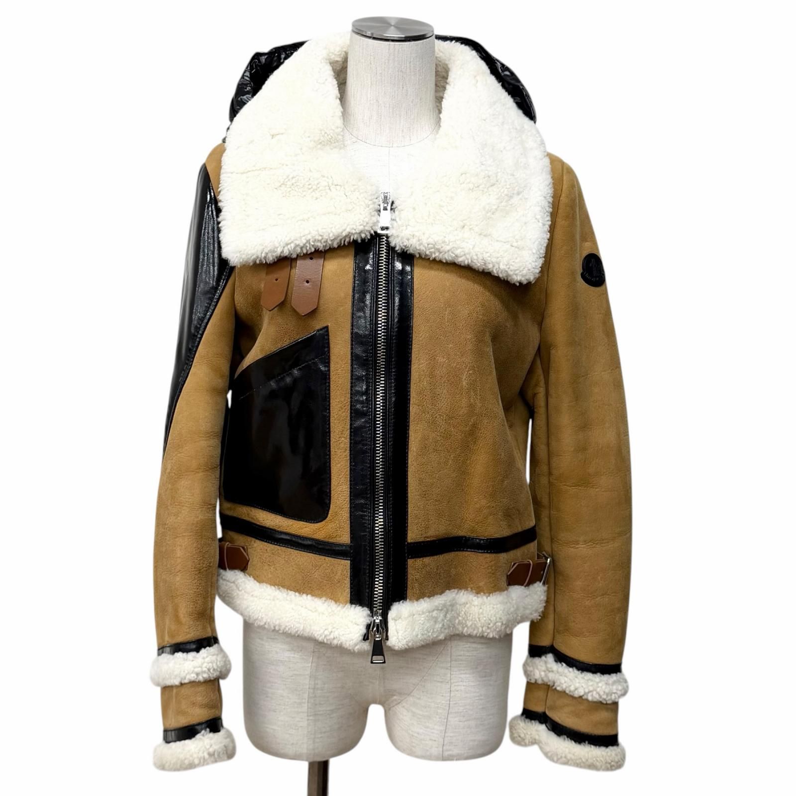 極美品！BARRAL モンクレール ダウンジャケット ライダース ロゴワッペン 良品☆MONCLER モンクレール レザーロゴワッペン ダウン切り替え