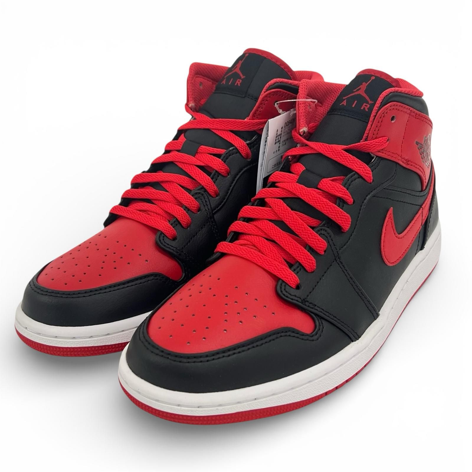 未使用品▲NIKE ナイキ DQ8426-060 AIR JORDAN 1 MID レザー ハイカットスニーカー ブラック レッド 27.5 箱付き メンズ