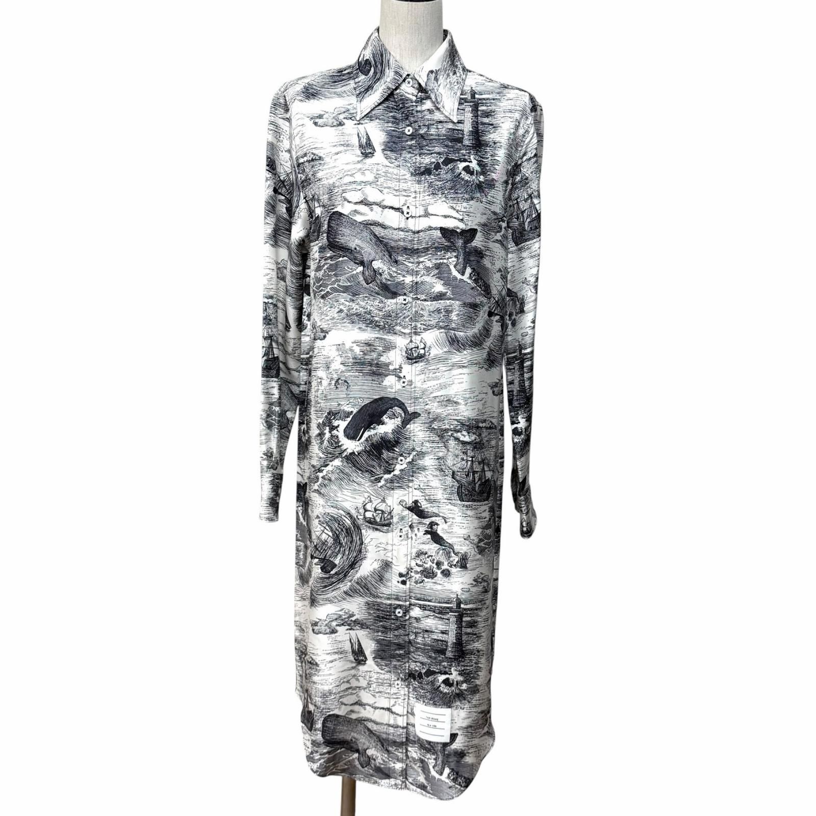 極美品☆THOM BROWNE トムブラウン FDSE28A シルク100％ ノーティカル 