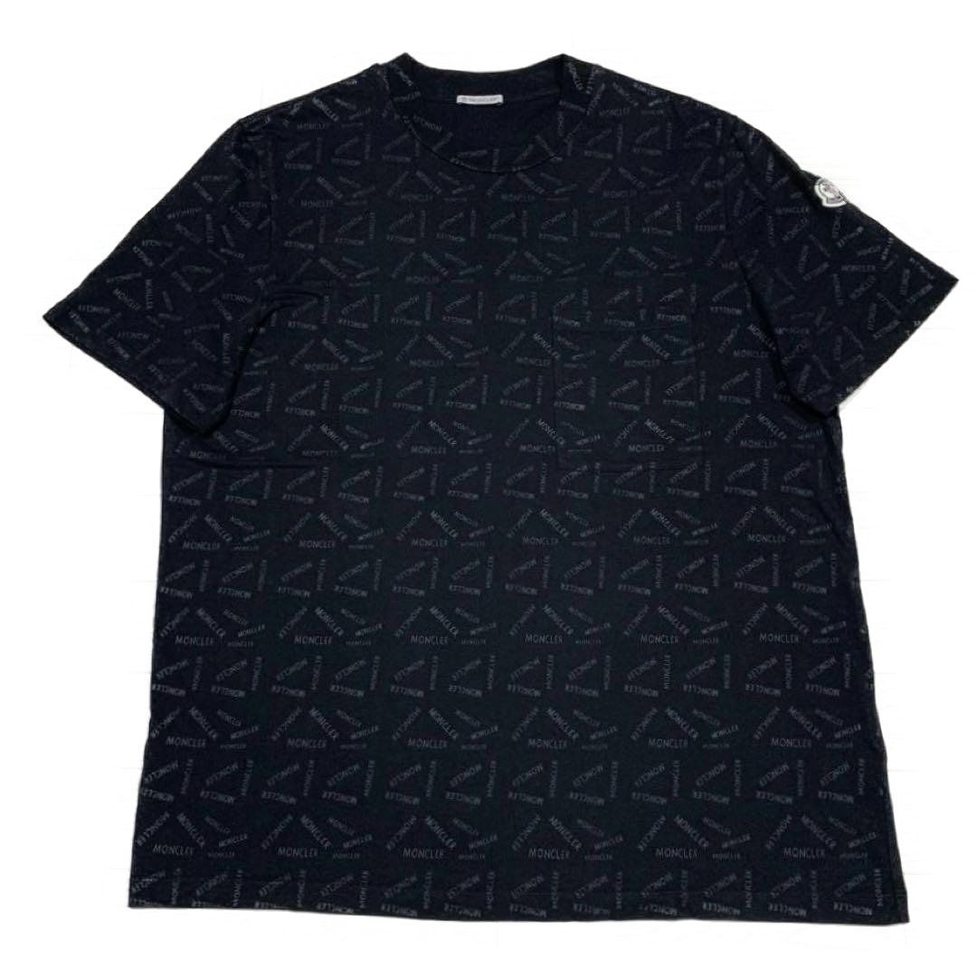 モンクレール　総柄　ワッペン　XL ブラック　Tシャツ　正規品 5S493