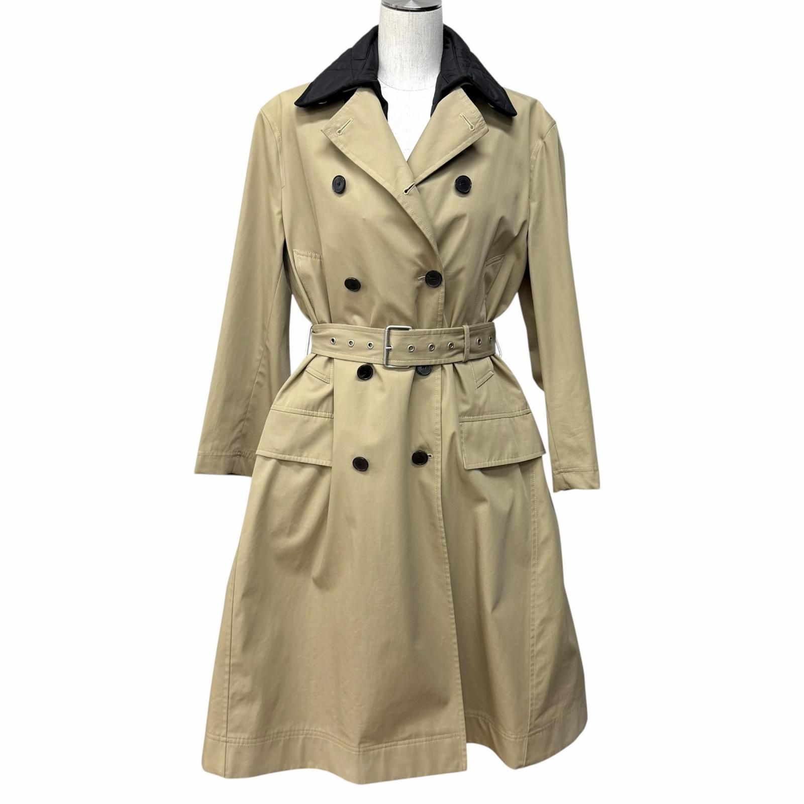 極美品★Christian Dior クリスチャンディオール 351M62A3332 コットン100％ マクロカナージュ キルティングライナー付 トレンチコート ベージュ 44 イタリア製 正規品 レディース 保存袋付き