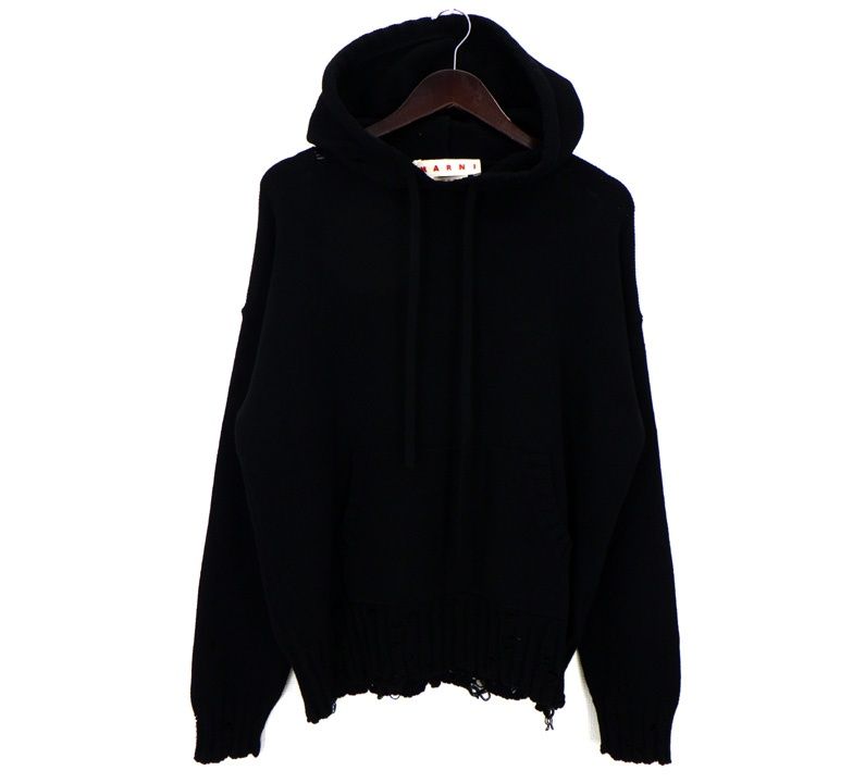 マルニ MARNI 【 MAGLIA GIROCOLLO GCMG0411A0 】 ロゴ ステッチ ダメージ 加工 プルオーバー ニット パーカー 49832