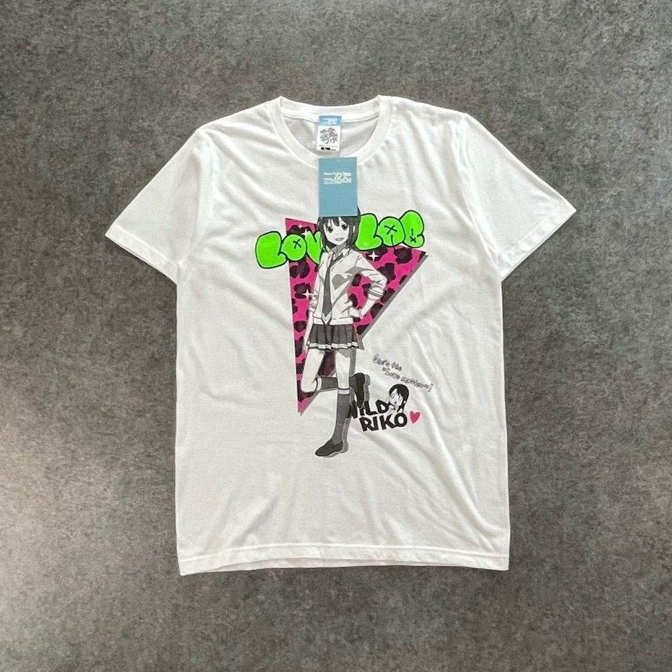 新品 未使用 二次元 COSPA コスパ 倉橋莉子 恋愛ラボ 半袖 Tシャツ グラフィック プリント ホワイト 白 タグ付き メンズ L