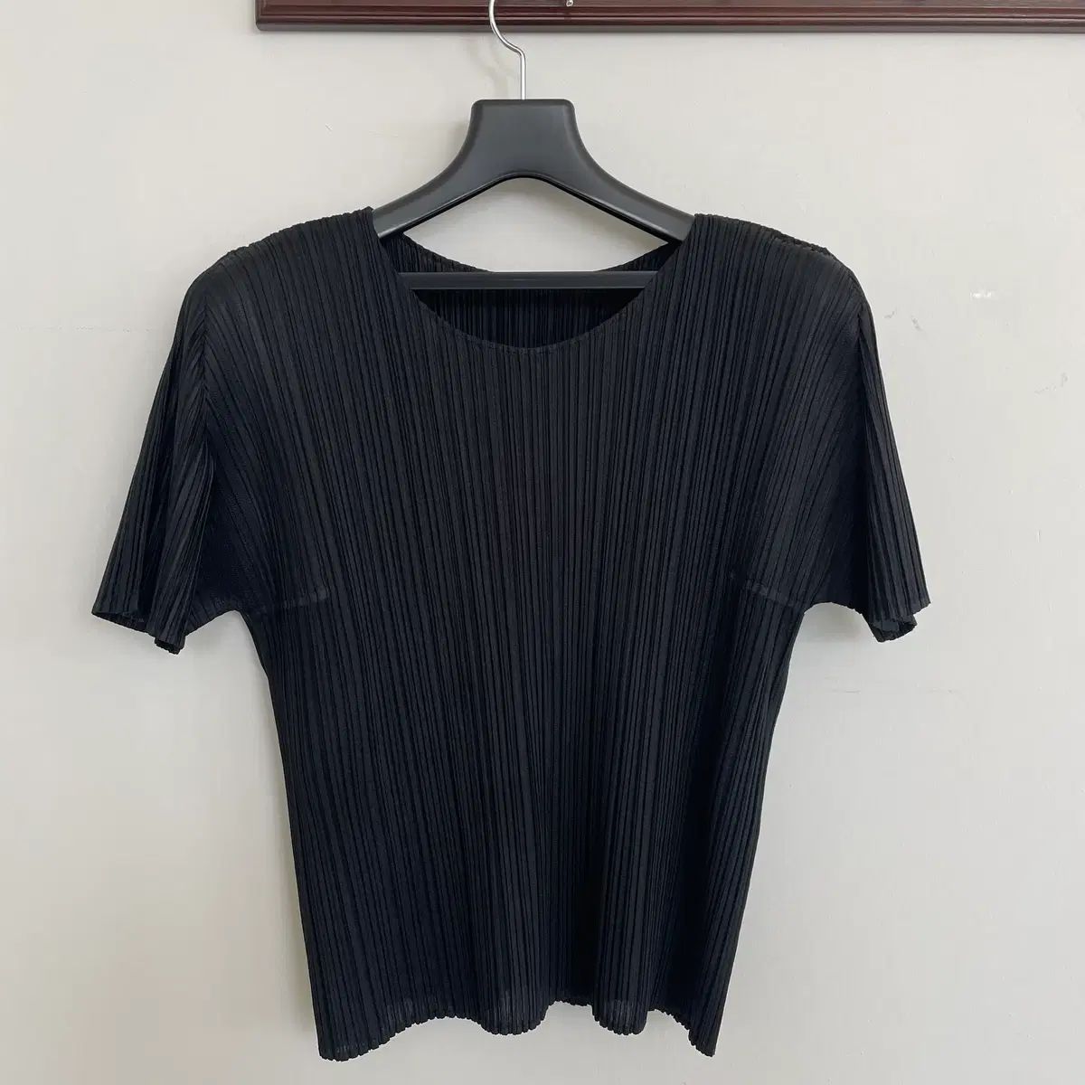 プリーツプリーズ レディース M-L ブラック 半袖 プリーツ トップス