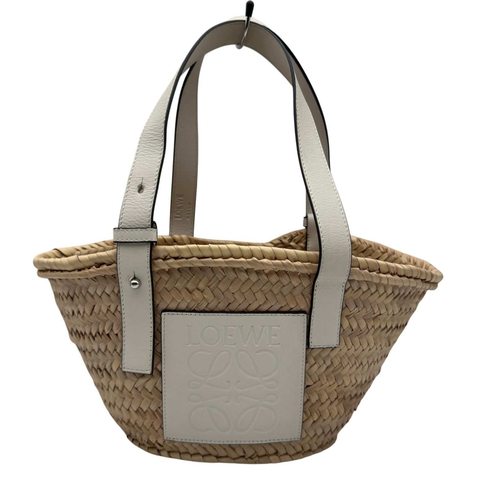 ロエベ LOEWE バスケットバッグ スモール ホワイト/ナチュラル ヤシの葉 レディース ハンドバッグ