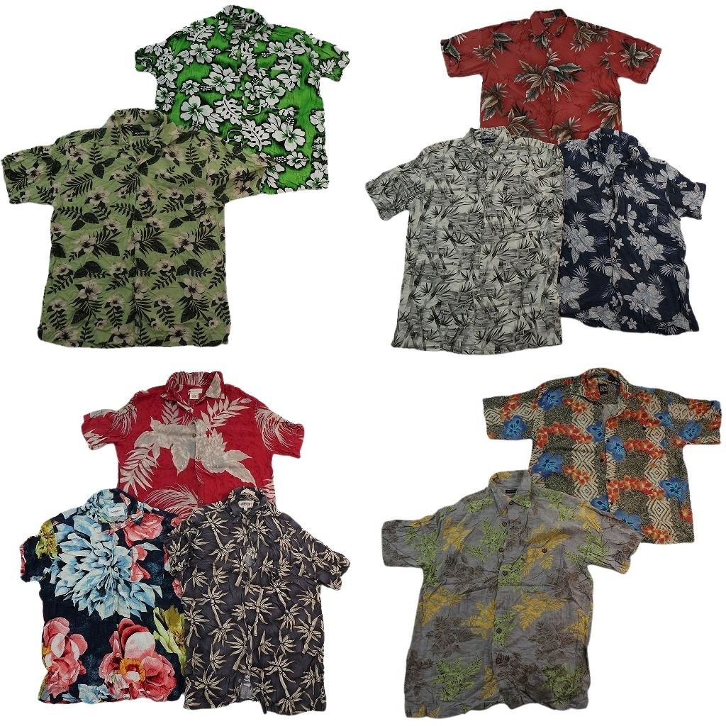 古着卸 まとめ売り 素材MIX アロハシャツ 10枚セット ( メンズ M ) ハイビスカス リーフ柄 ボックスカット 中古 古着 NE6785 6,699円