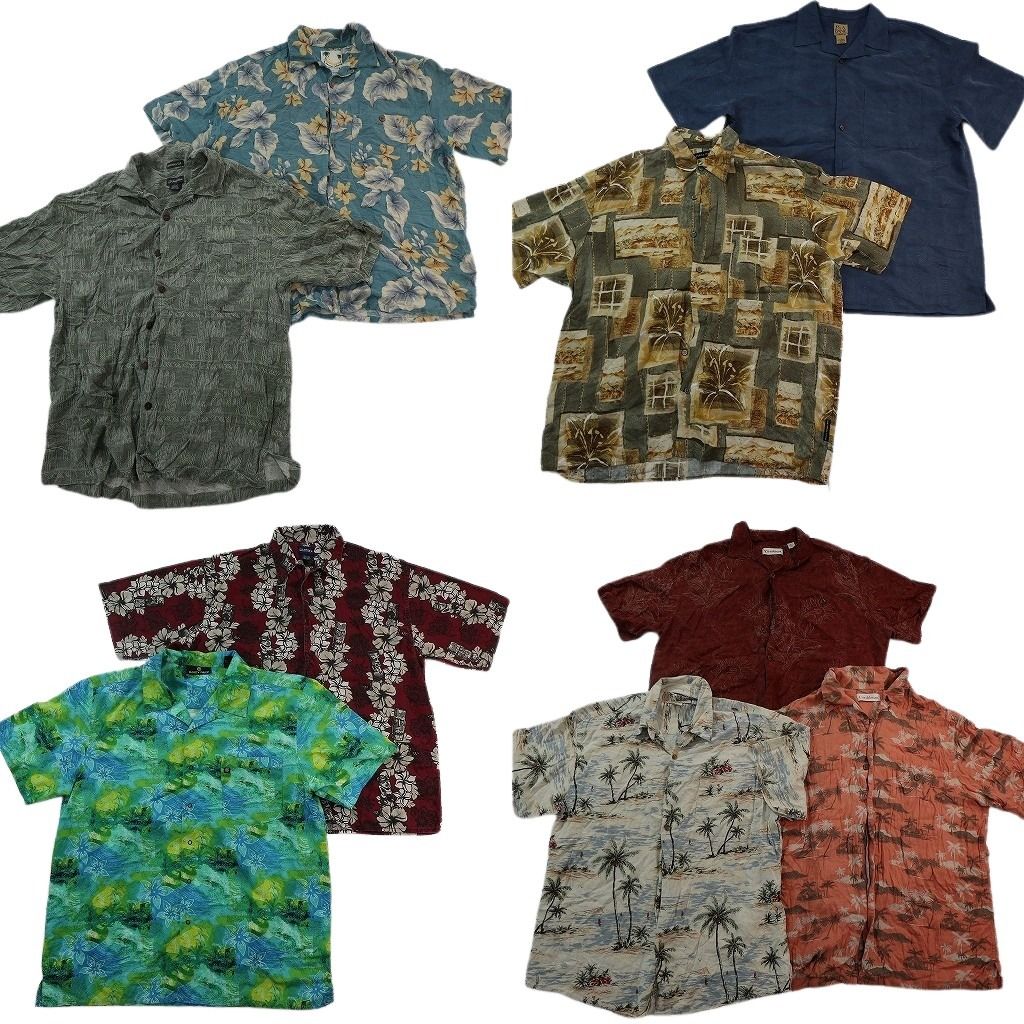 古着卸 まとめ売り 素材MIX アロハシャツ 9枚セット ( メンズ L ) パームツリー オープンカラー ハイビスカス 中古 古着 NE6816 6,185円