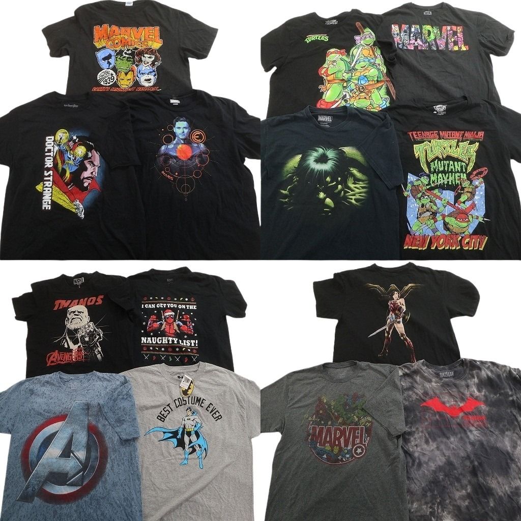古着卸 まとめ売り アメコミ Tシャツ 14枚セット ( メンズ L ) マーベル タートルズ キャプテンアメリカ 中古 古着 NE6908