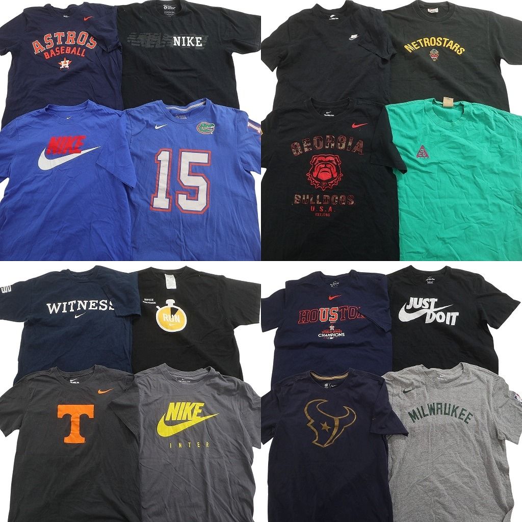 古着卸 まとめ売り NIKE ナイキ Tシャツ 16枚セット ( メンズ M/L ) プロチーム NFL MLB アーチロゴ カレッジ風 中古 古着 NE6912