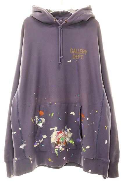 GALLERY DEPT ギャラリー デプト PAINTED SWEAT HOODIE PURPLE Lサイズ ペイント スウェット フーディ パーカー パープル 紫 【ブランド古着ベクトル】【中古】260508