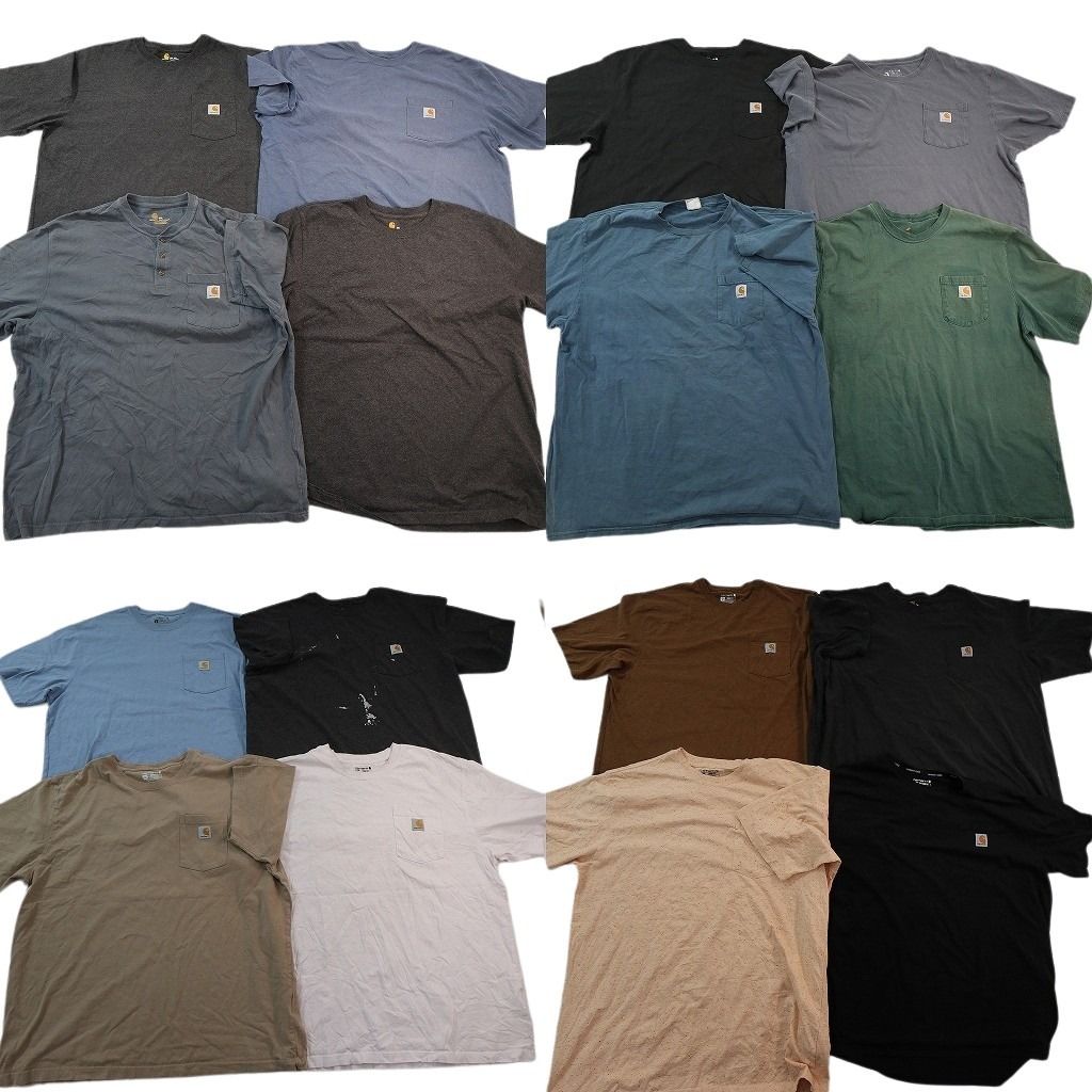 古着卸 まとめ売り カーハート Tシャツ 16枚セット ( メンズ XL/2XL ) ヘンリーネック ポケT ペンキ 中古 古着 NE6959